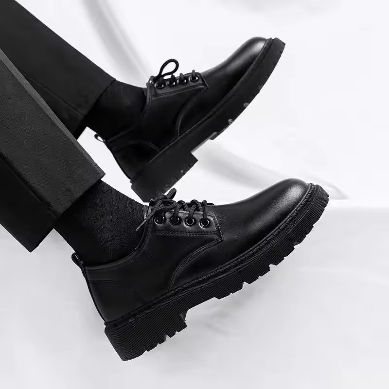 2025 new Anti slip and comfortable soft soled work flat shoes for men black fashionable and simple business leather shoe Zapatos
