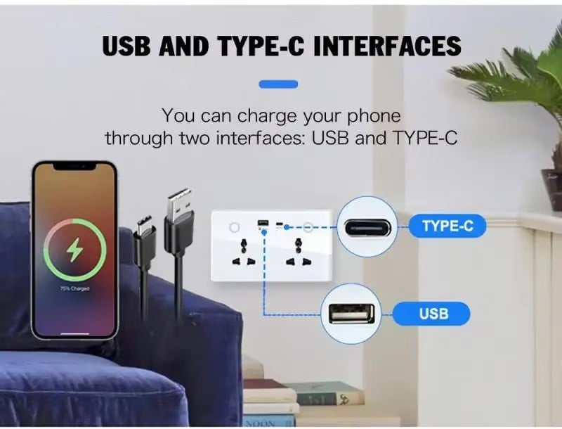 Wifi / Zigbee Smart USB Wall Socket Wireless UK Plug With Power Monitor Work With Alexa Google Home Compatibility