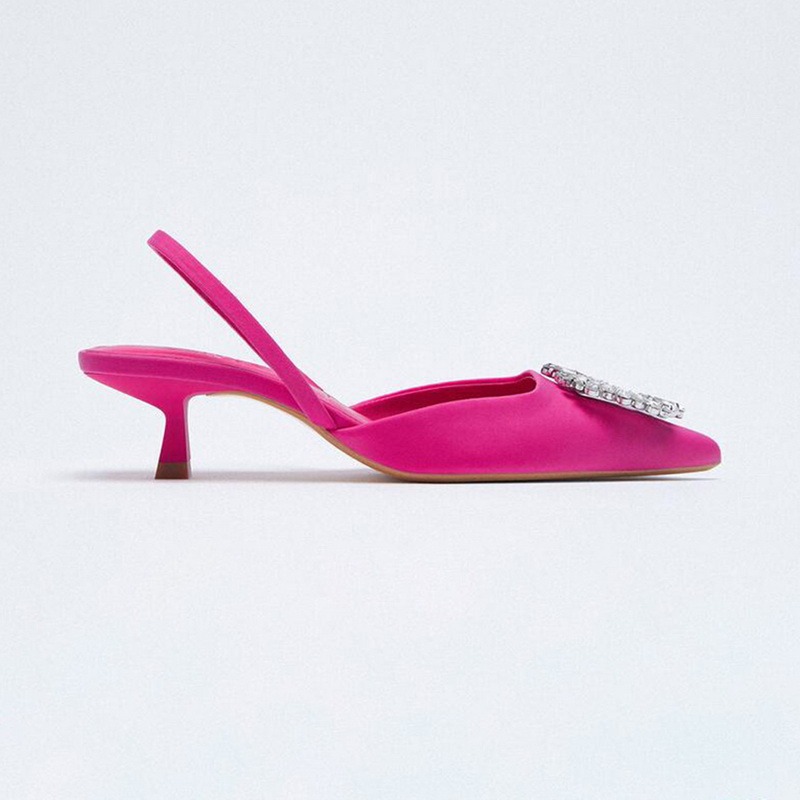 Summer New Green Rhinestone Temperament Wedding Shoes Muller Shoes Fairy Pointed Toe Flat Single Shoes Sandals