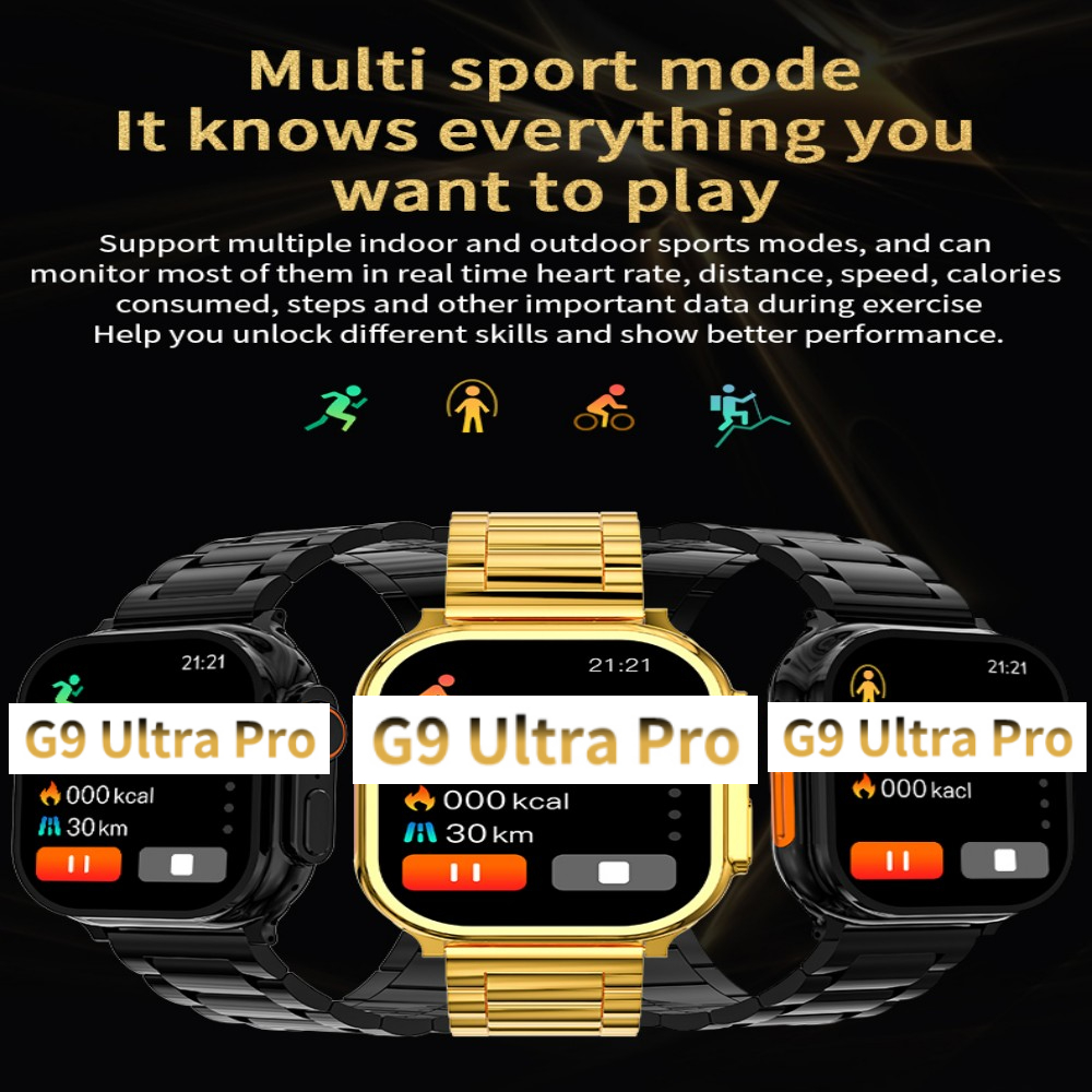 Smart Watch G9 Ultra Pro Gold Ultra Series 8 9 NFC Bluetooth Call Men 24K Gold Smartwatch Wireless Charging for Apple iPhone