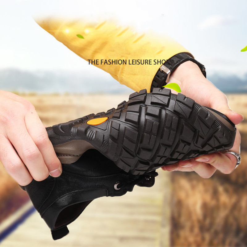 Leather shoes thick warm cotton shoes soft bottom non-slip waterproof leisure snow boots hiking shoes
