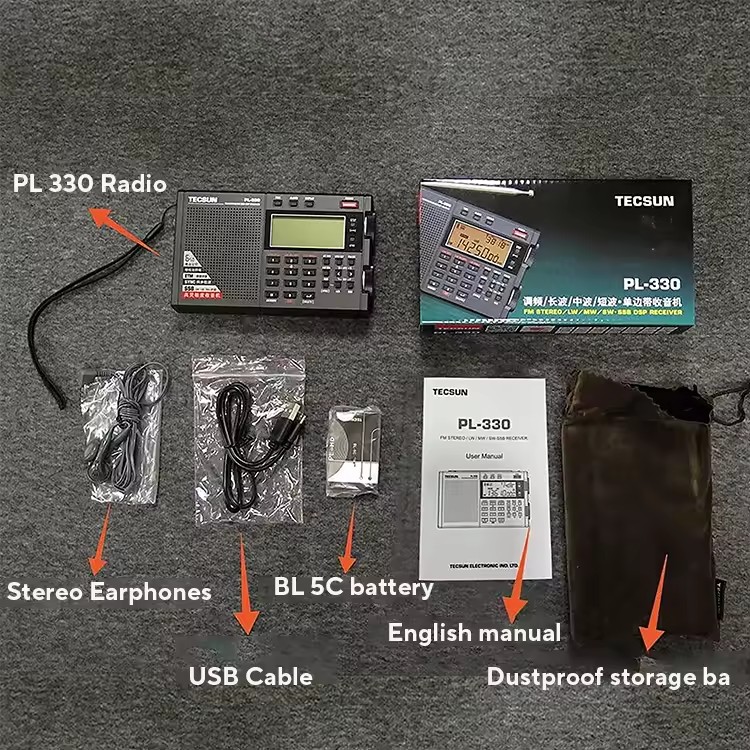 Tecsun PL-330 FM/MW/SW/LW SSB DSP Full-Band Radio Multi-functional Portable Radio Receivers High Sensitivity Radio
