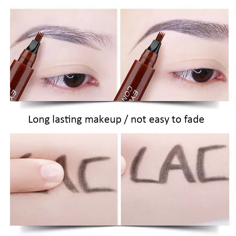 Microblading Eyebrow Tattoo Pen Waterproof 4 Fork Tip Long Lasting Professional Fine Sketch Enhance Stencil Eye Brows Pencil
