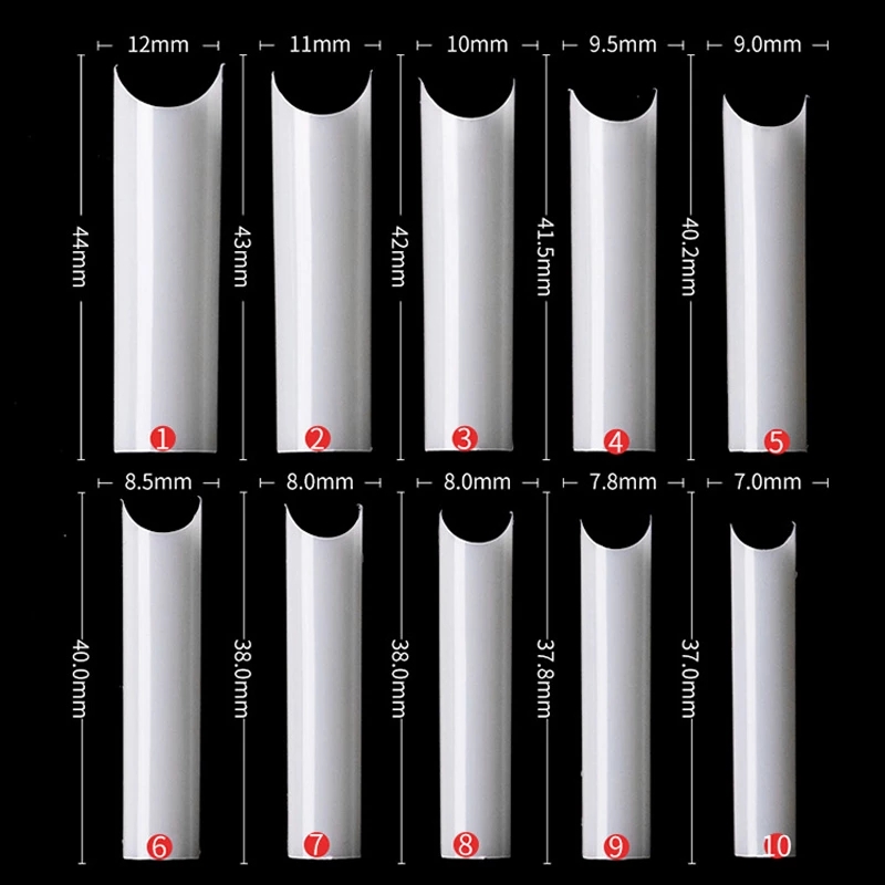 500 Pcs/Bag XXL C Curve Straight Length Nail Tips Extra Nature Transparent Long Salon False Nail Tip Half Cover Artificial Nails