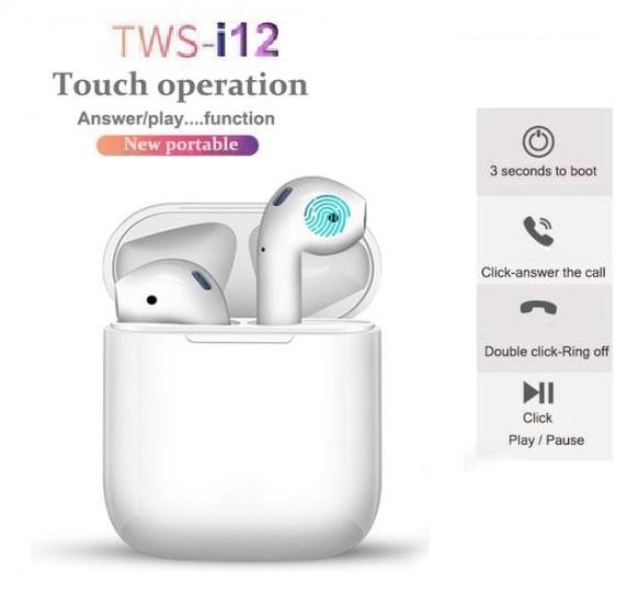 Wireless Headphones Bluetooth Earphone i12 TWS Stereo Earbuds Sports Apple Earphone Gaming Headset For Apple Android Smartphone