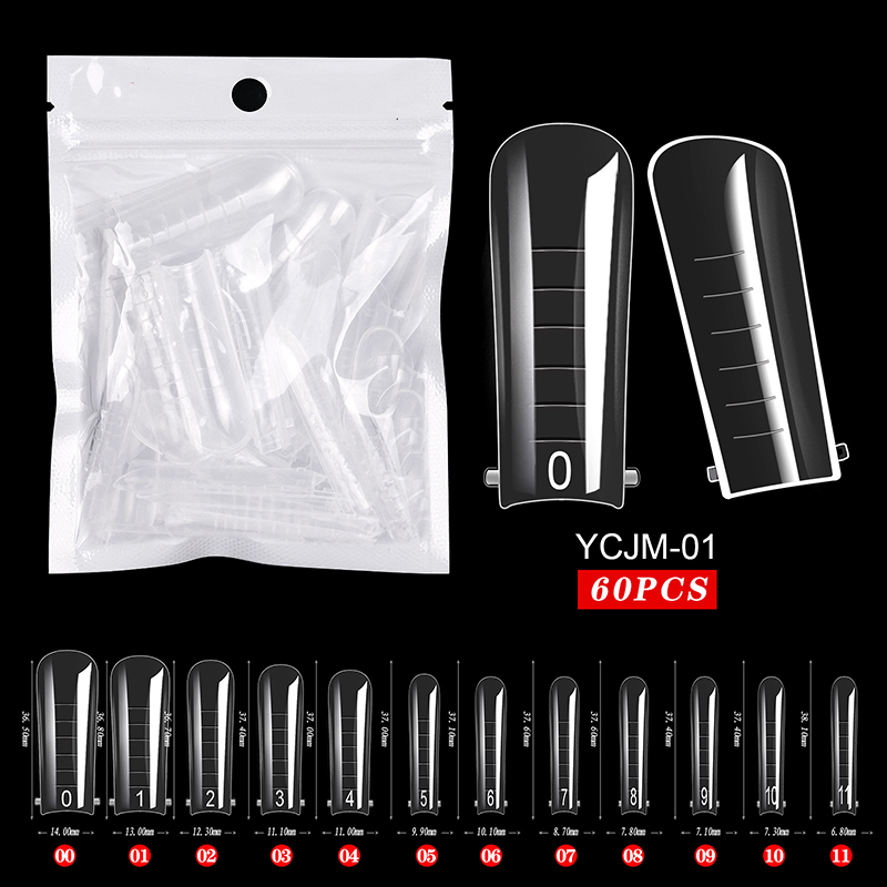 60pcs Nail Dual Forms Full Cover False Nails Quick Building Mold Tips Fake Nail Shaping Extend Top Molds Accessories