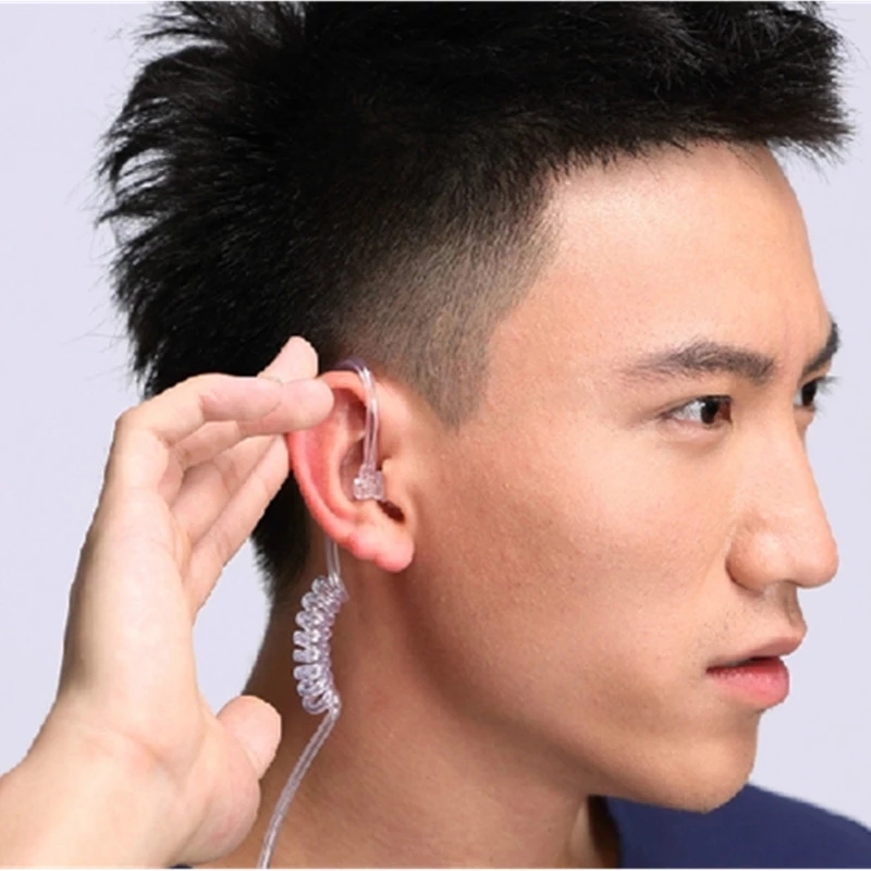 Acoustic Radiation Protection Anti-Radiation FBI Headphones Air Tube Handsfree Earphone with Microphone Volume Control Ear Hook