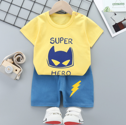 Children's suit new cotton baby short sleeve clothing set summer baby boys and girls body suit cartoon kids clothing set