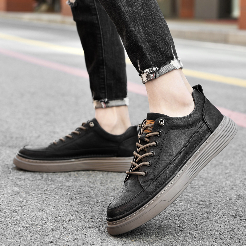 Genuine Leather Elastic Oxford Shoes Comfortable Outdoor Sneakers Men Shoes Handmade Leather Shoes Casual Shoe Walking Shoes Men