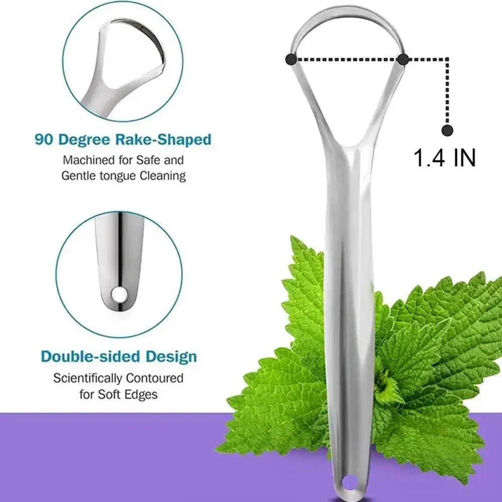 Stainless Steel Tongue Scraper Metal Cleaner Eco-friendly Breath & Care Reusable Oral Fresh Brush