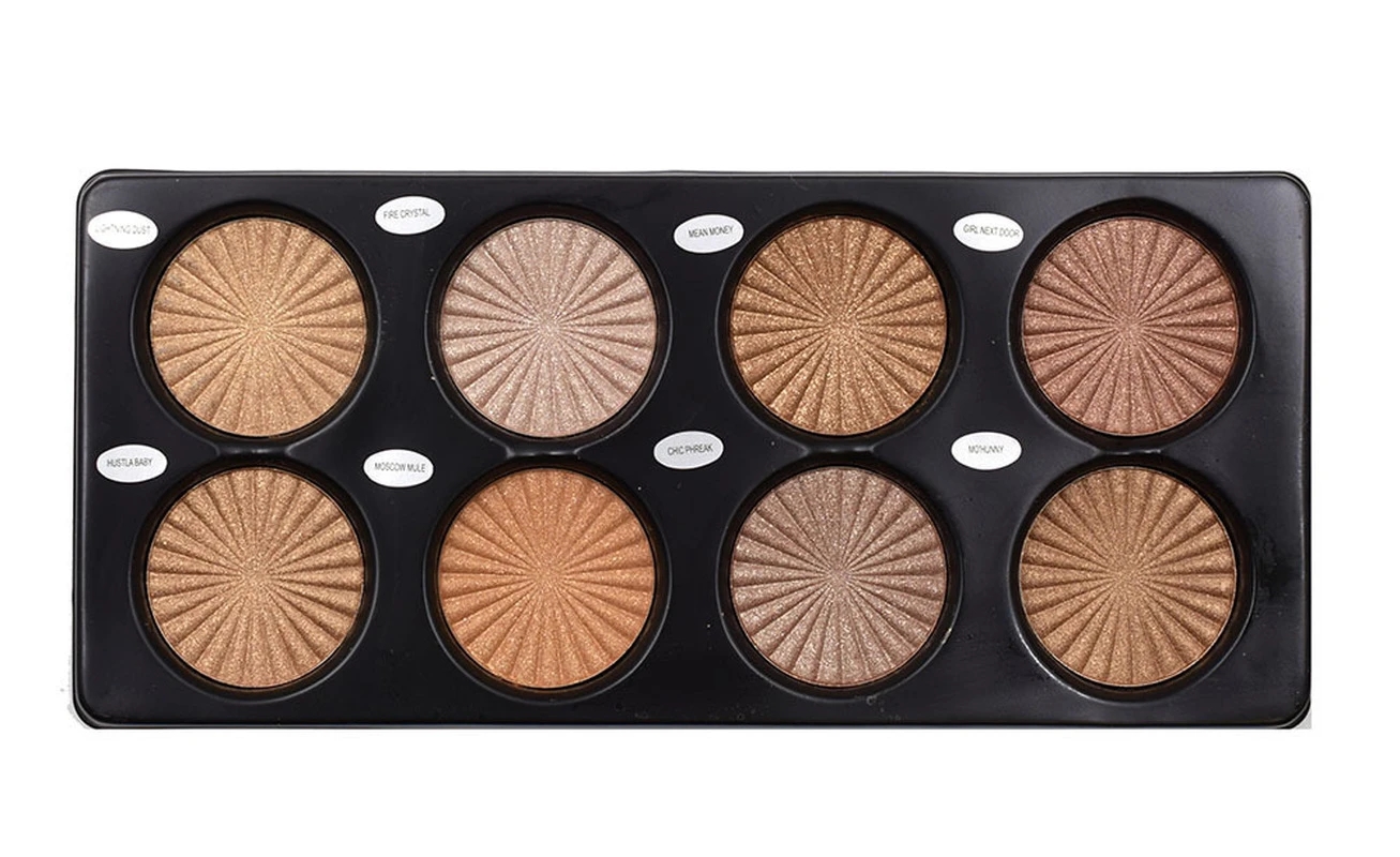 8color Highlight Palette Bronze Wheat Color Glitter Face Contour Palette Brighten 3d Face Makeup for Woman Foundation Waterproof