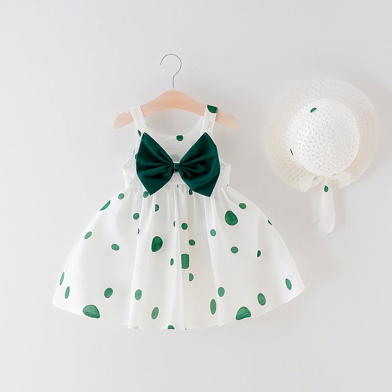 Baby Dress With Bow Hat 2pcs Clothes Set Newborn Infant Toddler Dresses Party Wedding Dress Vestidos