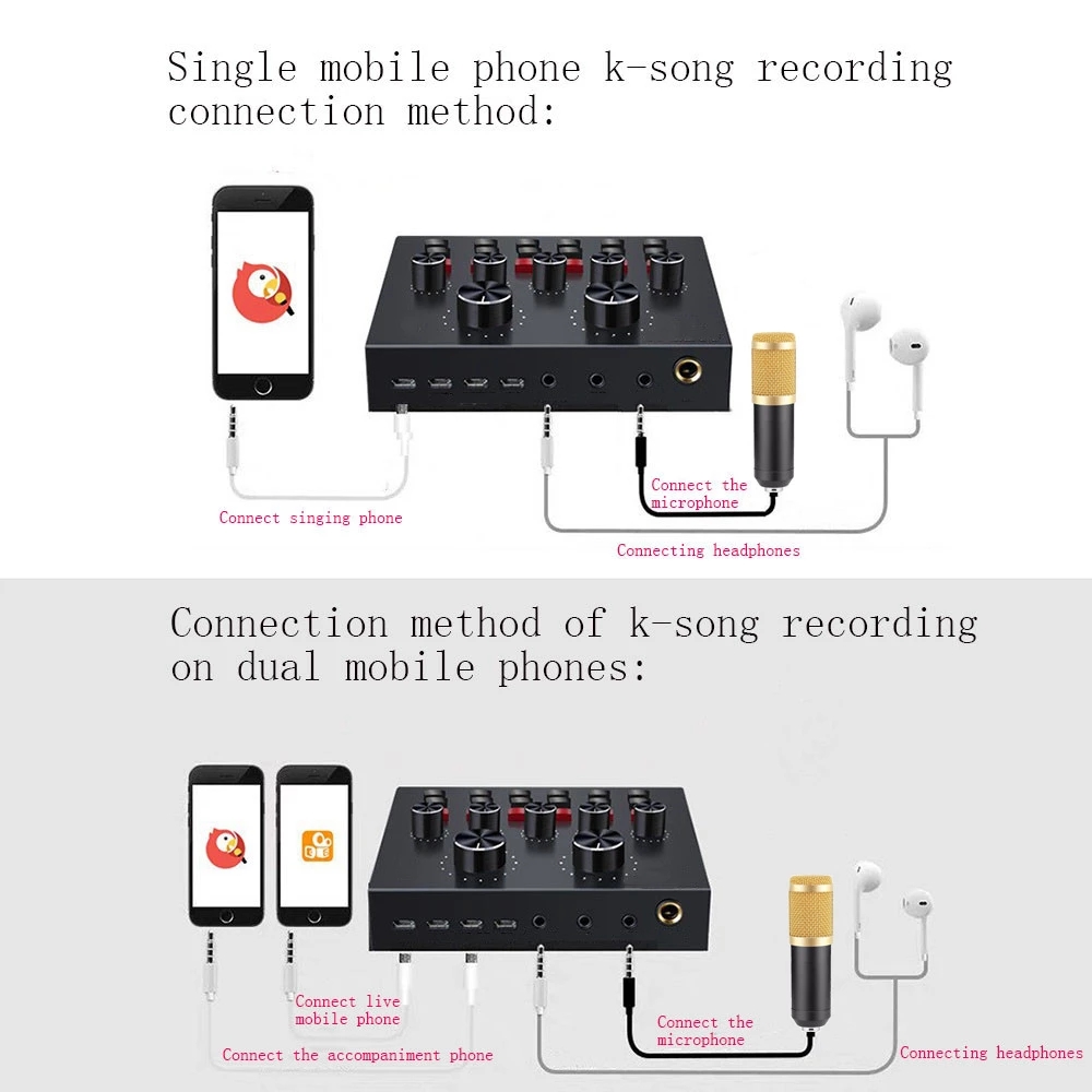 BM800 condenser microphone microphone + V8 sound card anchor computer recording support large diaphragm live set