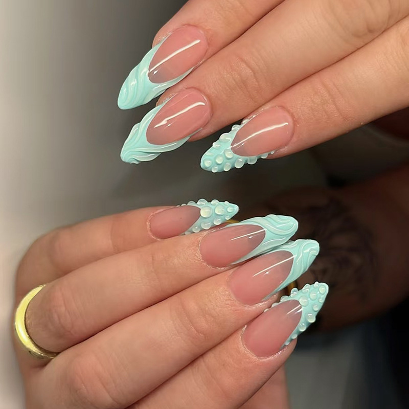 24Pcs Long Full Cover Ballerina Nail Tips French Tips Wearable False Nails Nail Art Tips Fake Nails Press On Nails