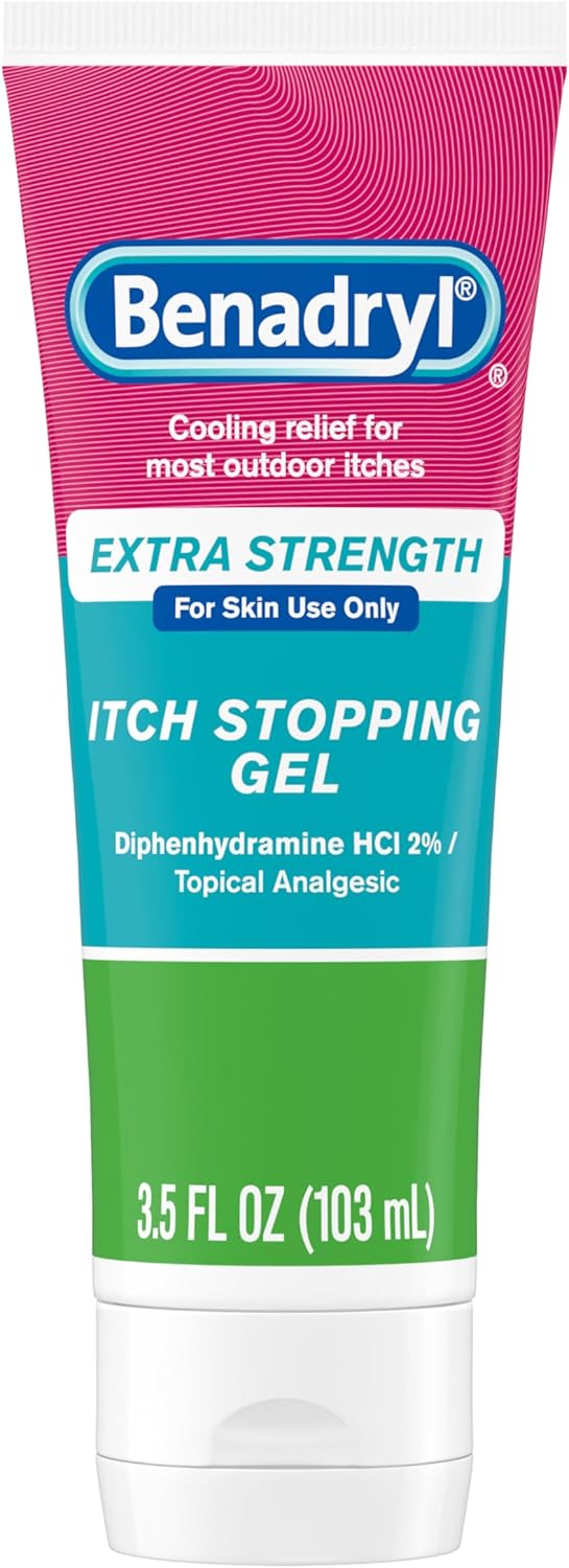 Benadryl Topical Itch Relief Gel, Extra Strength, Contains 2% DIPHENHYDRAMINE HCL, Soothing Relief from SCRAPES, Insect Bites, Sunburn, Poison Ivy and
