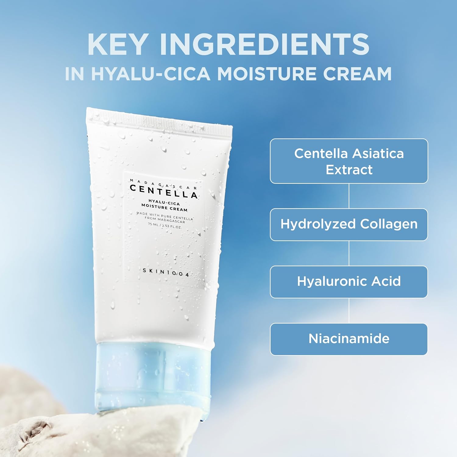 SKIN1004 Hyalu-Cica Moisture Cream, Face Moisturizer with Hyaluronic Acid, Centella Cream for Deep Hydration, Lightweight Nourishing Gel Moisturizer f