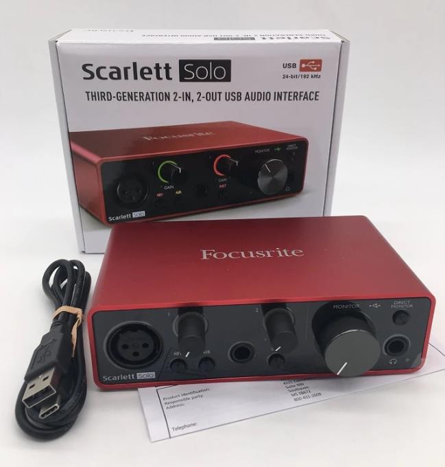 Promotion Focusrite Scarlett Solo 3rd gen 2 input 2 output USB audio interface sound card professional for recording Microphone
