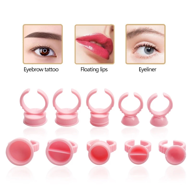 100Pcs Disposable Eyelash Glue Fan Cup Rings Holder Container Tattoo Pigment Eyelash Extension Tools Lash Supplies