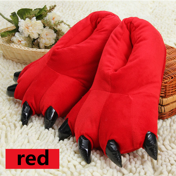 1Pair Winter animal sleepwear, Stitch tiger dinosaur paw cartoon warm home, cute and cute plush toy slippers