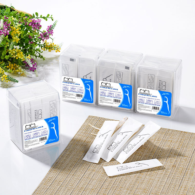 50pcs portable dental floss teeth sticks oral care hygiene toothpick individual package Polyethylene dental flosser with box