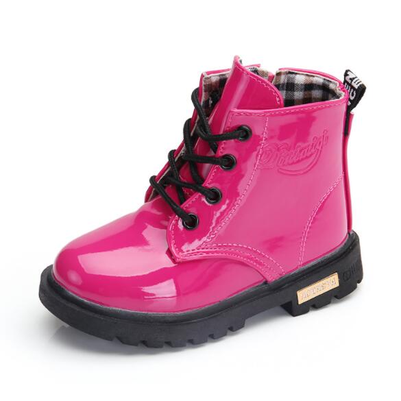 NEW 2025 Girls Leather Boots Boys Shoes Spring Autumn PU Leather Children Boots Fashion Toddler Kids Boots Warm Winter Boots