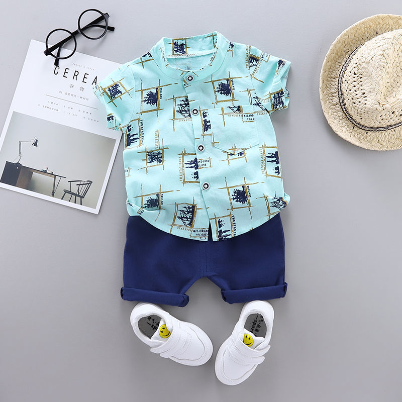 Casual Set Toddler Kids Boys Whale Shirt Tops+Shorts Set Outfits Clothes 2PCS