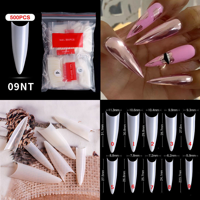 1 box of 500pc French pointed nails, seamless nails, ballet nails, transparent nails, toe nails