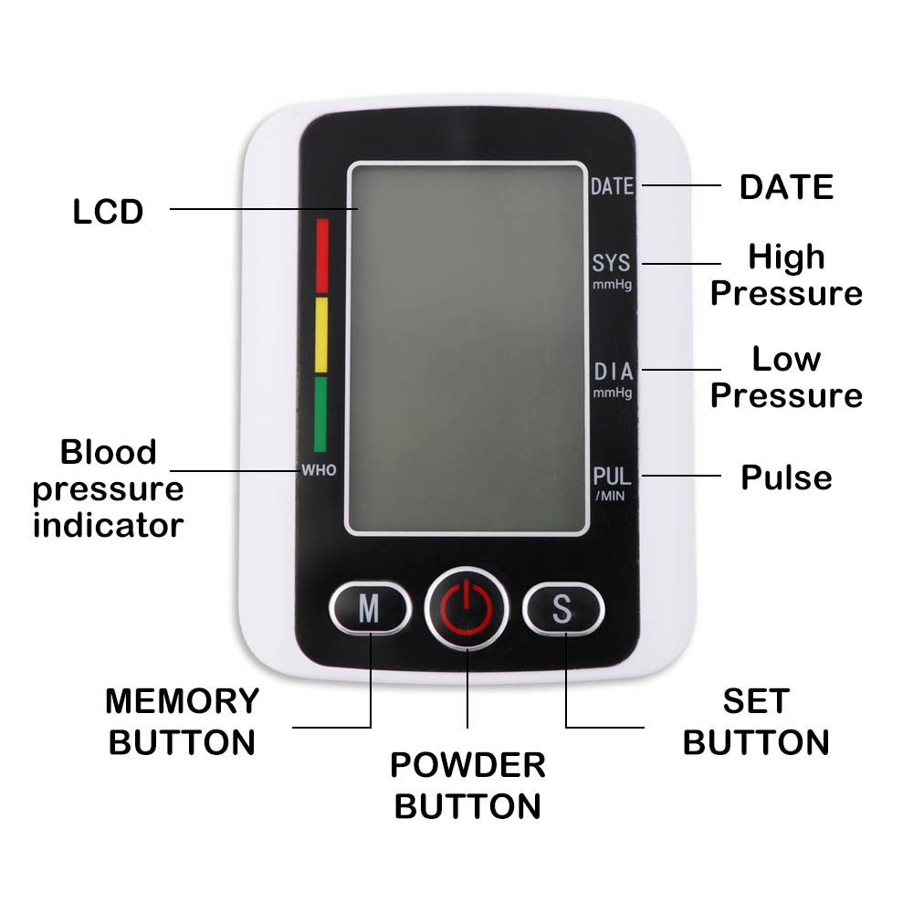 Portable Digital Upper Arm Blood Pressure Monitor Measurement Tool LCD Digital 1 Pcs Sphygmomanometer With Voice Broadcast