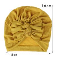 Children's hat hooded hat spring and summer new soft knitted fabric fold bow Indian hat baby hat