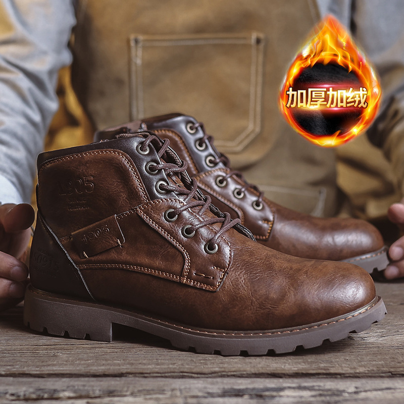 Genuine Leather Men's Boots Fashion Men's Casual Leather Shoes British Style Male Boots Shoes