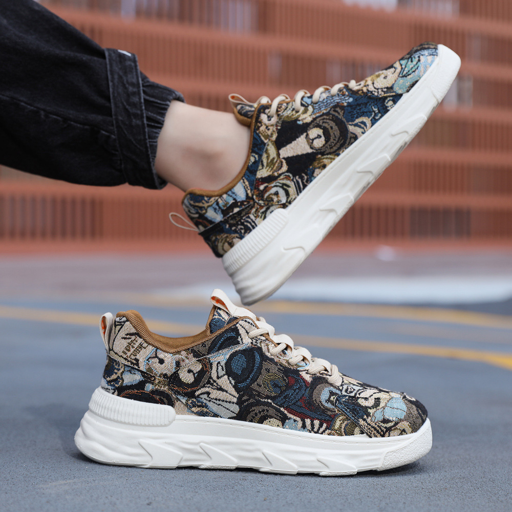 Men's casual shoes, outdoor sports shoes, large size woven fabric upper men's shoes