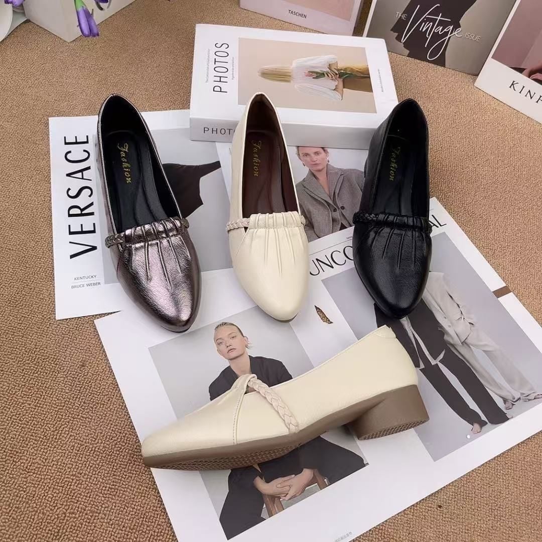 Women Fashion Sweet Light Weight Spring & Summer Anti Skid Square Heel Shoes Lady Classic Office Work Shoe