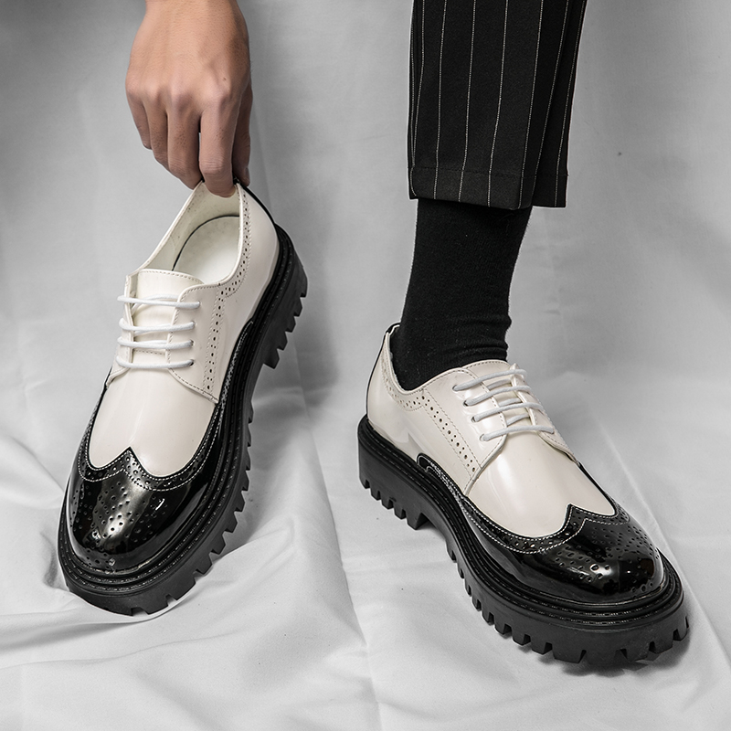 Spring Luxury Brand Brogue Men's Shoes Thick-soled Casual Shoes British Style Oxford Shoes Lace-up Shoes Moccasin