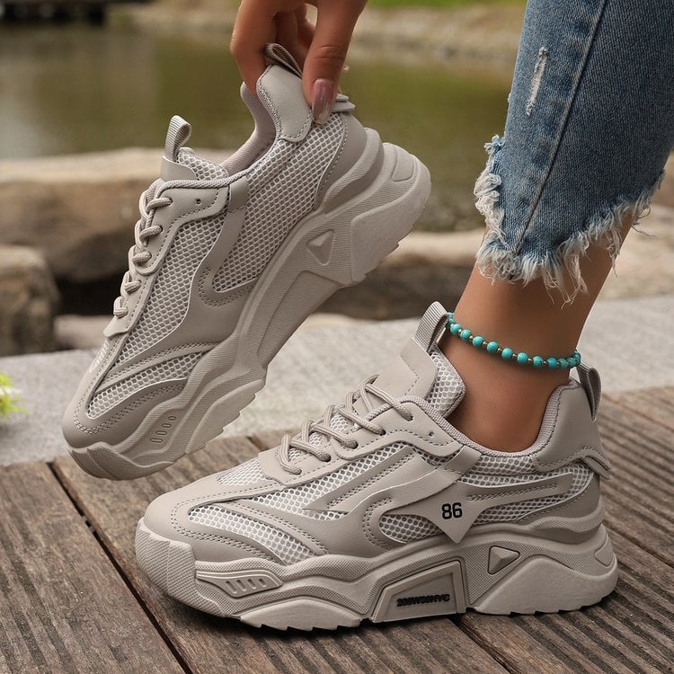 2024 Spring Autumn Platform Sneakers Women's Casual Lace Up Thick Bottom Shoes Woman Non Slip Yellow Classic Sneakers Round Head