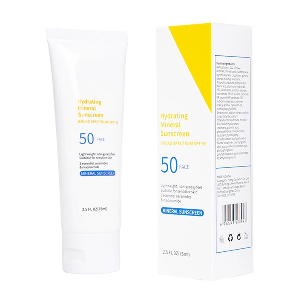 SPF50+ Multi-effect Sunscreen Isolation Whitening Moisturizing Oil Control Face Refreshing Sunscreen Cream 75g