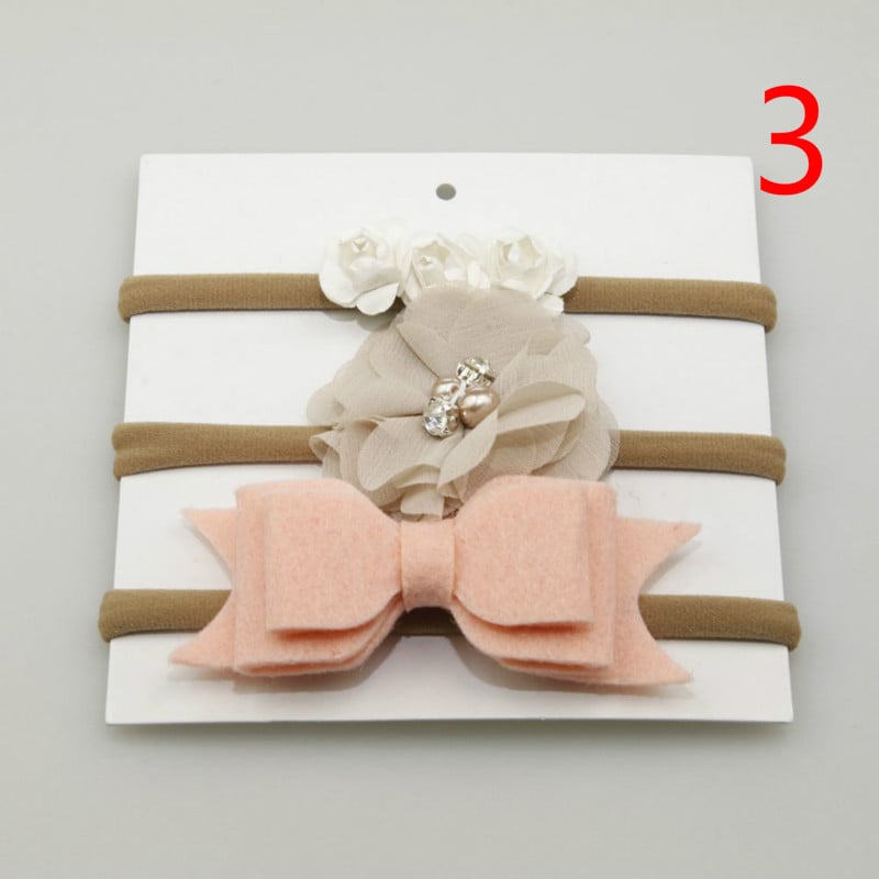 Baby Nylon High Elastic Hair Band Headband Child Cute Flower Bow Head Hair Accessories Set