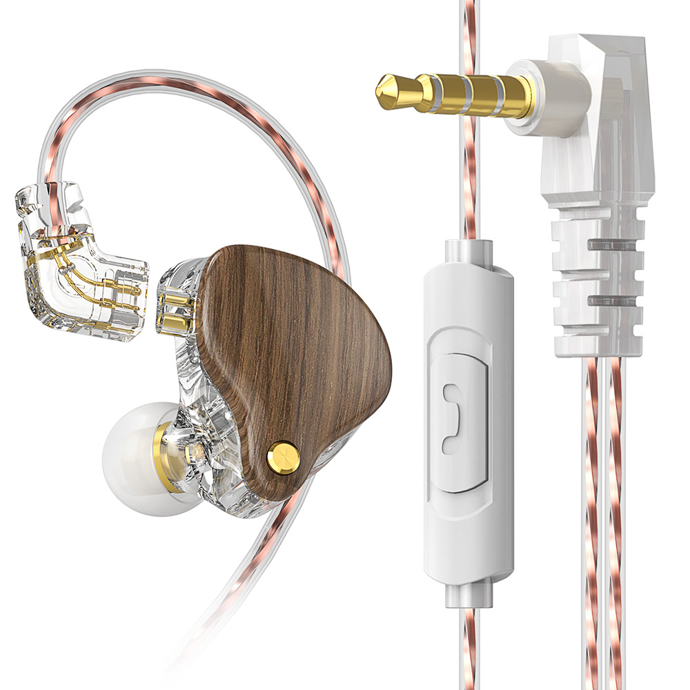 Q1 PRO Wood Wired Earphone HiFi Headphone with Microphone Detachable In-Ear Stereo Noise Cancelling Earbuds Sports Running Music
