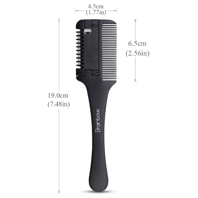 Hair Cutting Comb Black Handle Hair Brushes with Razor Blades Cutting Thinning Trimmin Hair Salon DIY Styling Tools &