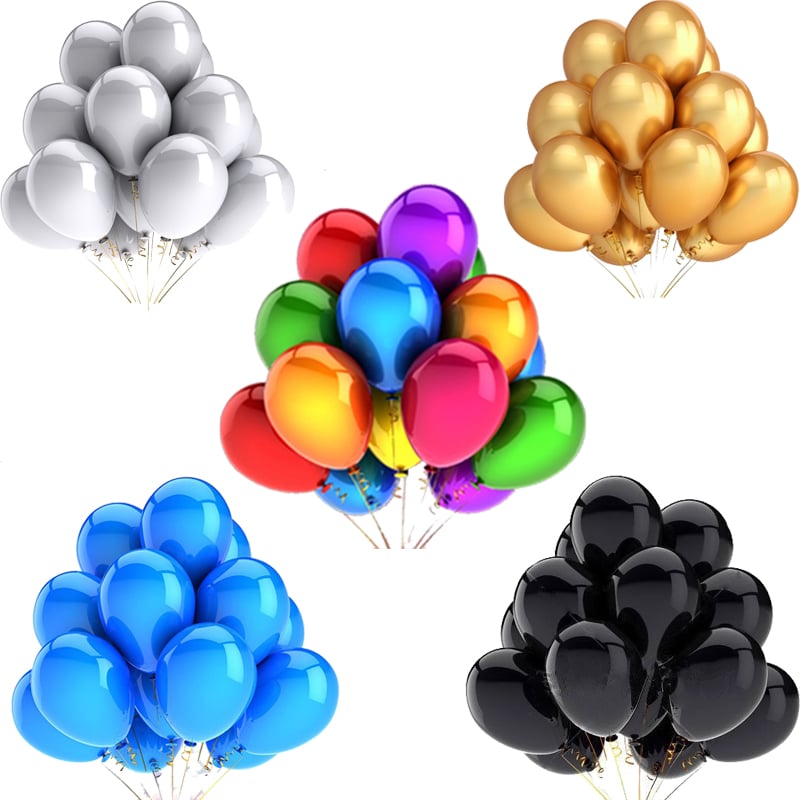10pcs/pack Premium 10-Inch Pearl Gold Black Latex Balloons for Birthday & Wedding Decor