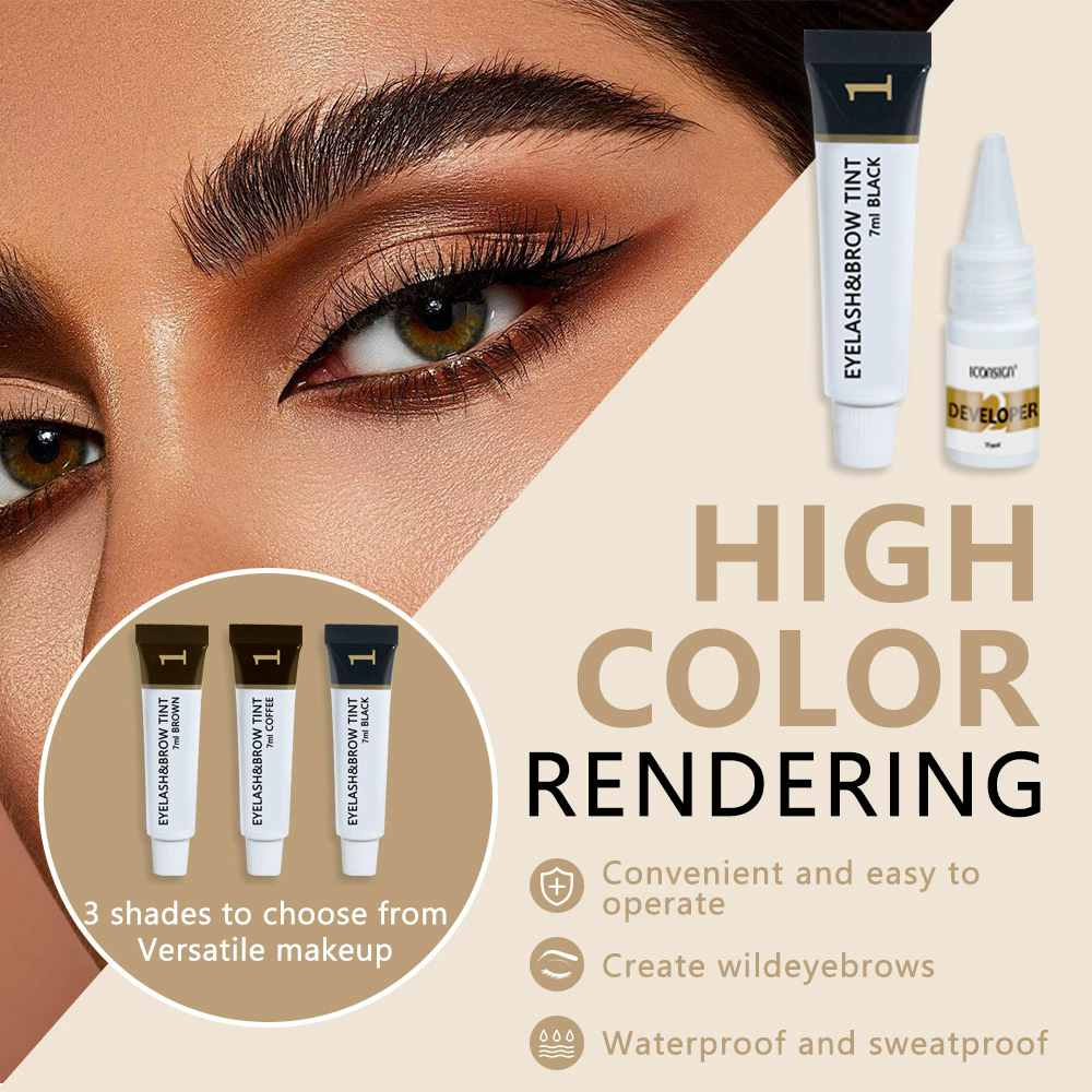 1 Set Eyelashes and Eyebrow Tint Dye Eyebrow Dye Waterproof Long-lasting Eyebrow Brow Kit Semi Permanent Eyebrow black brown