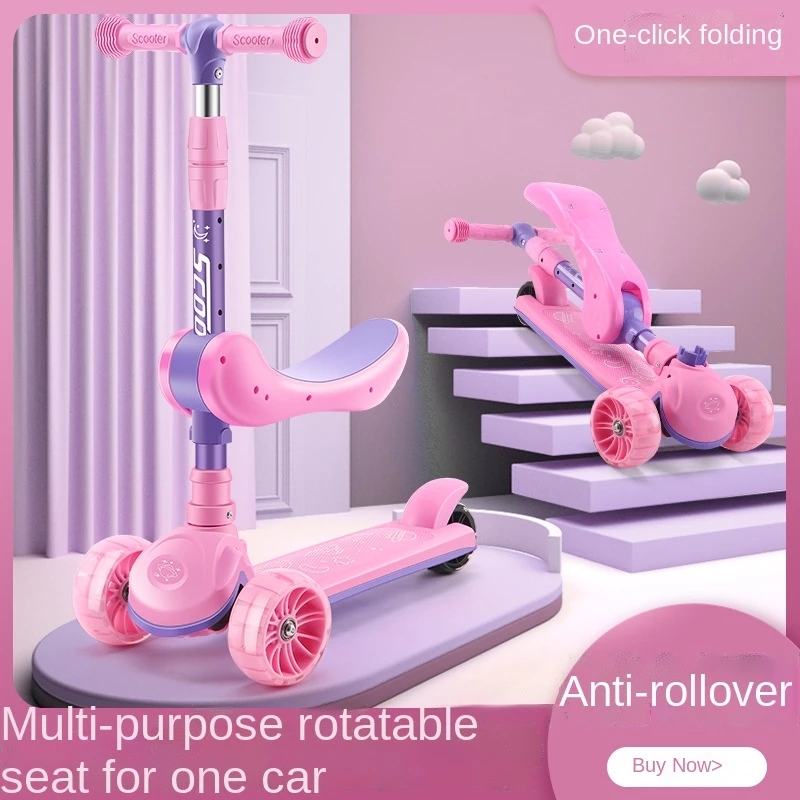 Children's Scooter 2-12 Years Old Can Sit Perambulator Music Three Four-Wheel Scooter Scooter Children Dropshipping