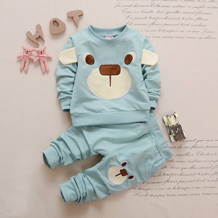 Cute Bear 2 Kids Summer Boy Short T-shirt and Shorts Sets Baby Boy Children Clothes Suits