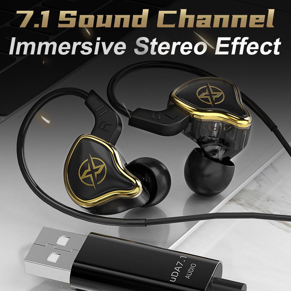 Computer Game Earphone 7.1 Sound Channel 2.5m USB Interface In-ear Wired Headphones With Mic Bass Music Headset Earbuds PS4 PS5