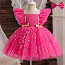 Vintage Girl Party Dress Baby 1st Birthday Baptism Vestido Embroidery Floral Bow Tutu Gown Girls Princess Wedding Evening Dress