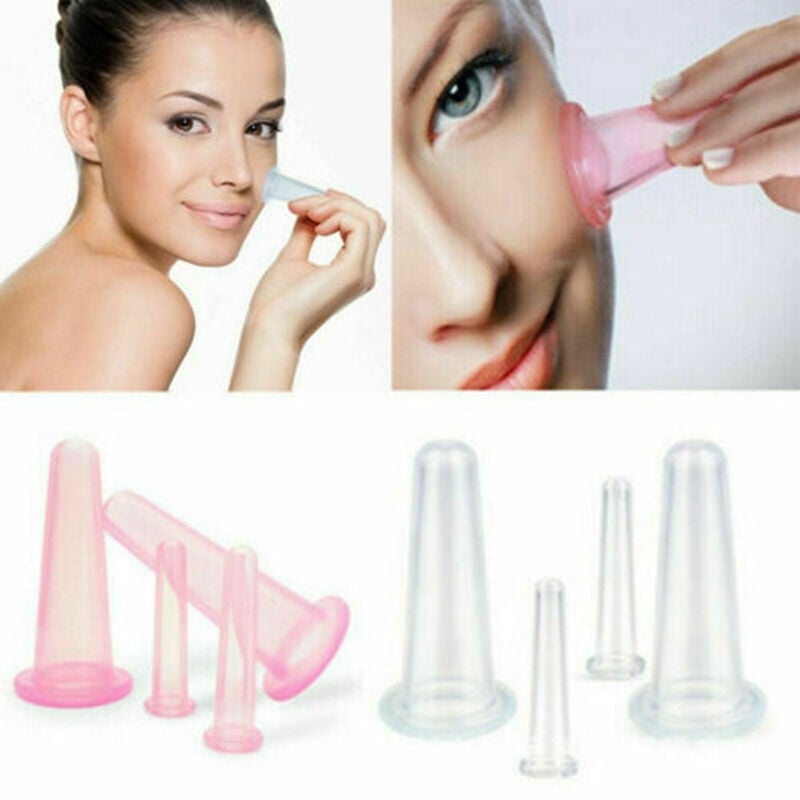 4pcs Silicone Cupping Vacuum Suction Lifting Facial Face Eyes Massage Cup Set