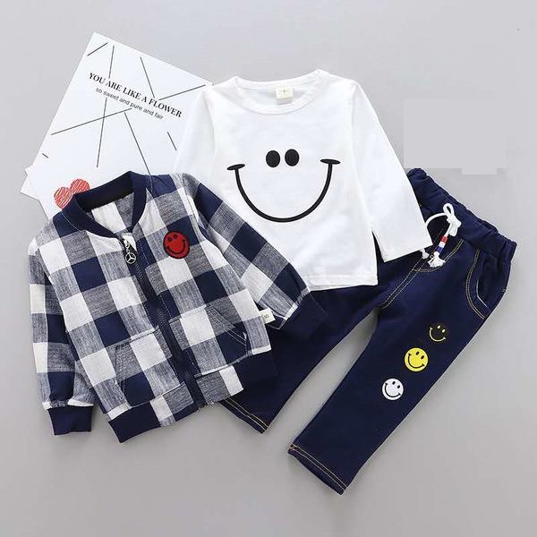 D-baby 0-4Y Kids Boys Girls Trellis Jacket+T Shirt+Pants 3 Children Sport Suits Boys Clothes Set