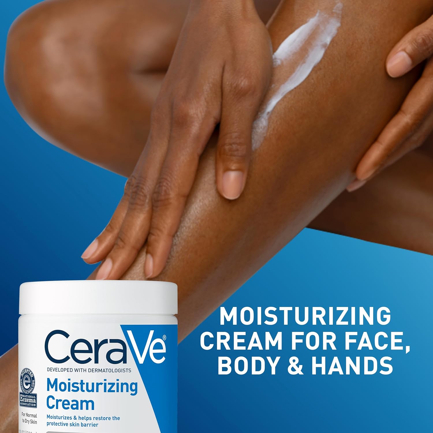 CeraVe Moisturizing Cream, Body and Face Moisturizer for Dry Skin, Body Cream with Hyaluronic Acid and Ceramides, Daily Moisturizer, Oil-Free, Fragran