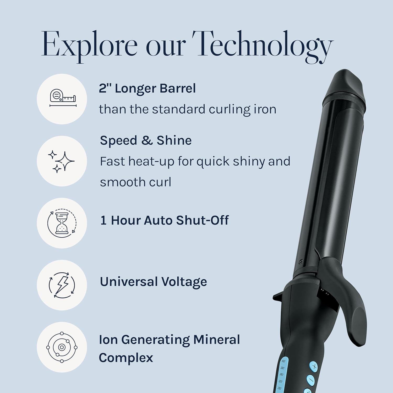 Bio Ionic Long Barrel Curling Iron with Moisture Heat Technology & NanoIonic MX Versatile Curling Wand - Multiple Barrel Sizes for Tight, Classic, Loo