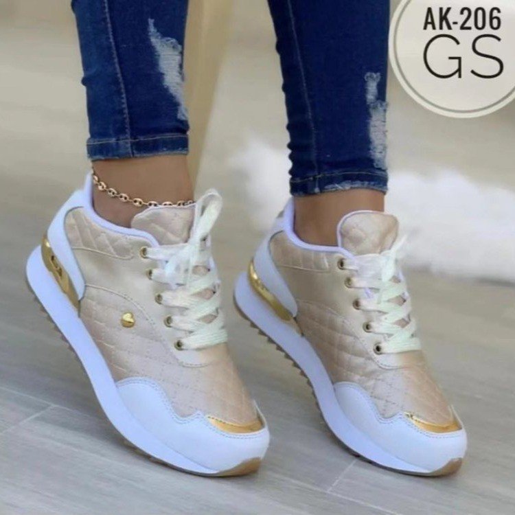 Spring and Autumn Women's Shoes Fashion Leisure Breathable Soft Sole Leather Top Heightened Dad's Shoes