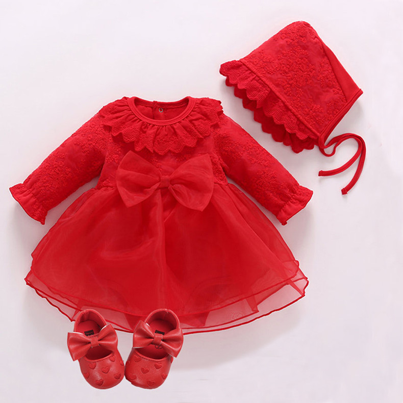 Infant Christening Dress Newborn Baby Girl Clothes&Dresses Cotton Princess 0 3 6 12 Months Baby Baptism Dress